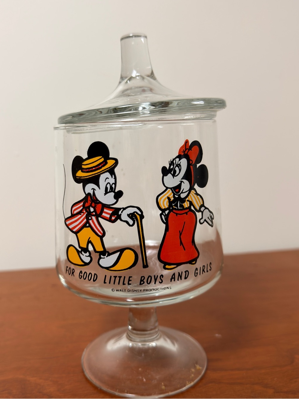 Vintage Walt Disney Mickey & Minnie Mouse Pedestal Glass | with lid - Picture 4 of 4